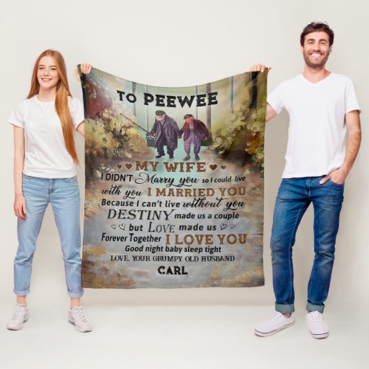 Couverture Polaire Pêche Personnalisée À Ma Femme Blanche De Husba (En situation)