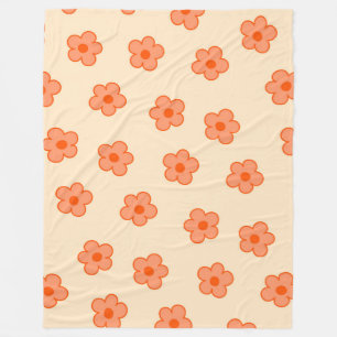Couverture Polaire Pêche Whimsical & Orange Floral Retro, Gaie,