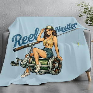Couverture Polaire Pêcheur Rétro - Affiche de Pêche Drôle Poisson Ble