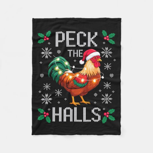 Couverture Polaire Peck The Halls Chicken Christmas Lights Snowflakes (Devant)