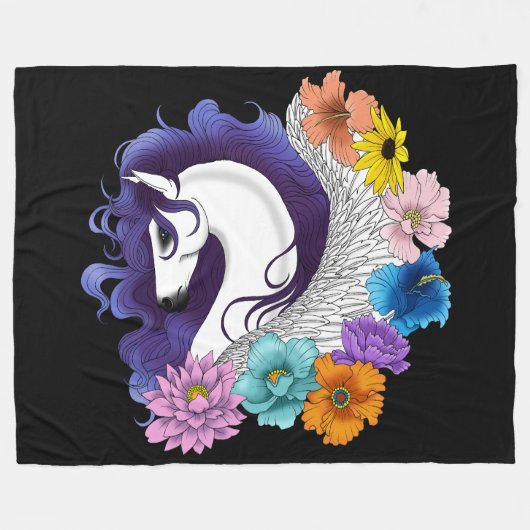 Couverture Polaire Pegasus Fleur Noir (Devant (Horizontal))