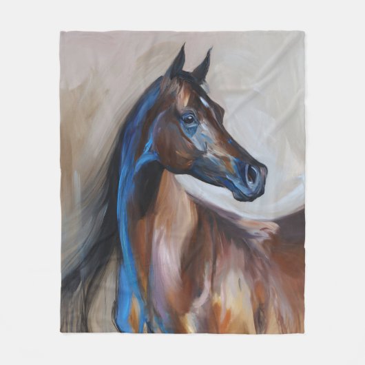 Couverture Polaire Peinture à cheval arabe (Devant)