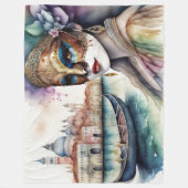 Couverture Polaire Peinture à l'aquarelle femme portant un masque vén (Devant)