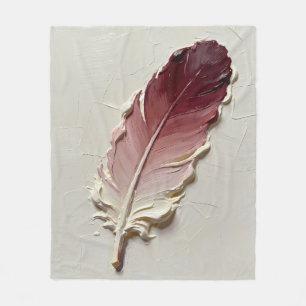 Couverture Polaire Peinture à l'huile à plumes Boho Dusty Rose 3D Imp
