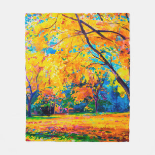 Couverture Polaire peinture à l'huile sur toile. Les arbres jaunes.