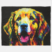 Couverture Polaire Peinture Abstraite de Golden Retriever (Devant (Horizontal))