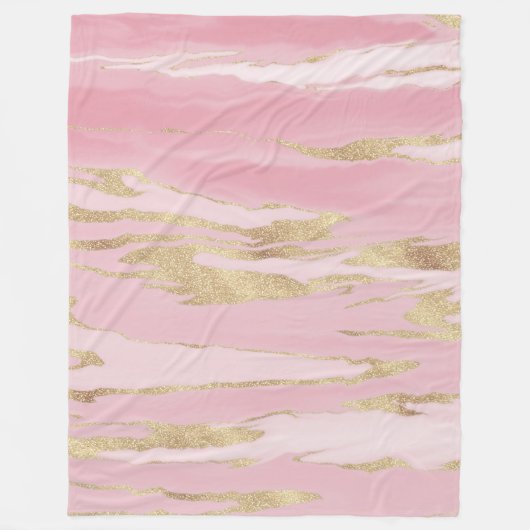 Couverture Polaire Peinture Abstraite en marbre rose or (Devant)