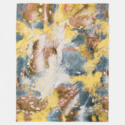Couverture Polaire Peinture Abstraite moderne moutarde or Turquoise (Devant)