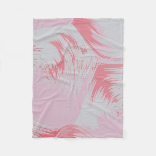 Couverture Polaire Peinture abstraite rose et blanche (Devant)