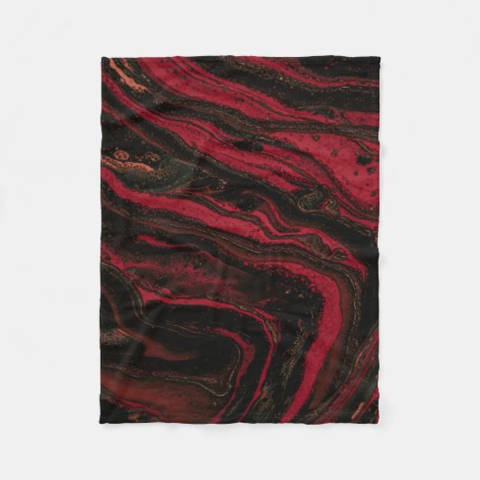Couverture Polaire Peinture abstraite rouge et noire (Devant)