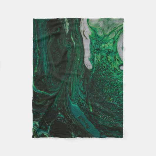 Couverture Polaire Peinture abstraite turquoise et blanche (Devant)