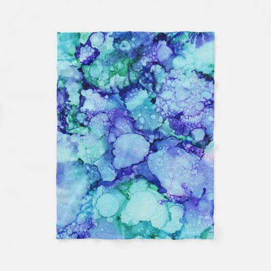 Couverture Polaire Peinture abstraite violette et bleue (Devant)