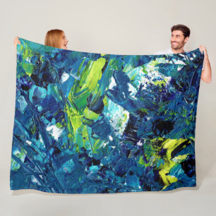 Couverture Polaire Peinture acrylique abstraite en bleu