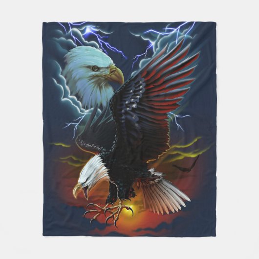 Couverture Polaire Peinture amérindienne d'aigle (Devant)