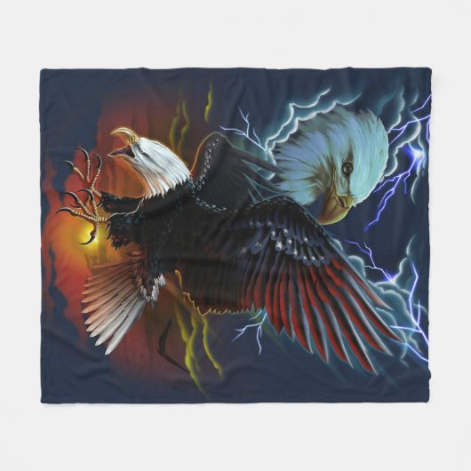 Couverture Polaire Peinture amérindienne d'aigle (Devant (Horizontal))