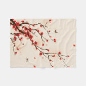 Couverture Polaire Peinture asiatique de style, fleur de prune au (Devant (Horizontal))