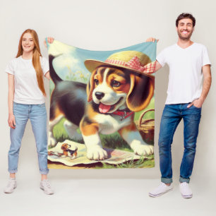 Couverture Polaire Peinture Beagle sur chiot
