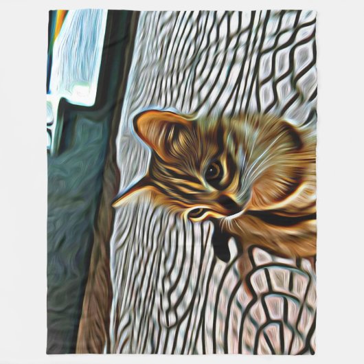 Couverture Polaire Peinture Belle Chat (Devant)