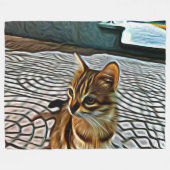 Couverture Polaire Peinture Belle Chat (Devant (Horizontal))