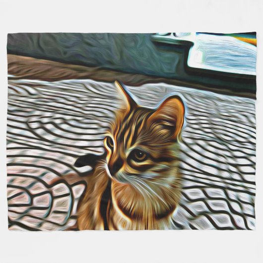 Couverture Polaire Peinture Belle Chat (Devant (Horizontal))