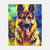 Couverture Polaire Peinture berger allemande tons or (Devant)