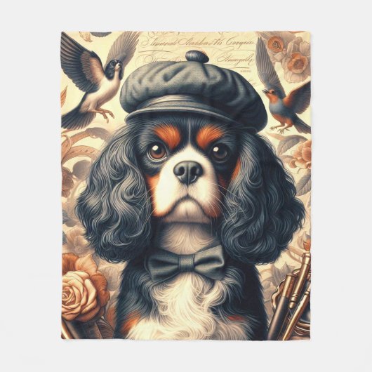 Couverture Polaire Peinture Cavalier King Charles Spaniel (Devant)