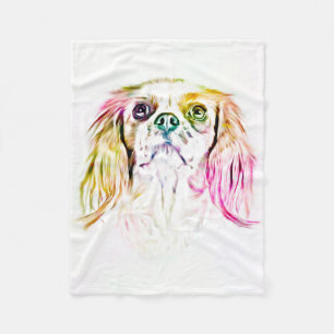 Couverture Polaire Peinture cavalière d'art de chien d'épagneul du