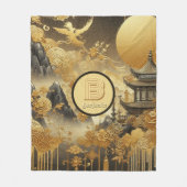 Couverture Polaire Peinture chinoise Faux Golden Dripping Monogramme (Devant)