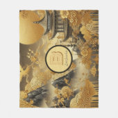Couverture Polaire Peinture chinoise Faux Golden Dripping Monogramme (Devant)
