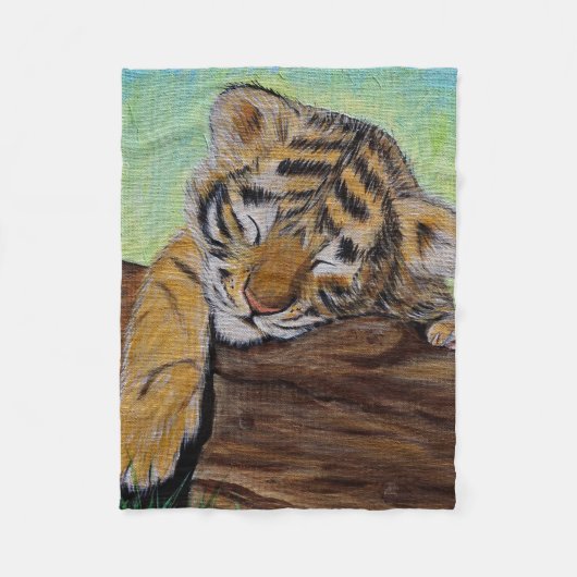 Couverture Polaire Peinture Cute Sleeping Tiger Cub (Devant)