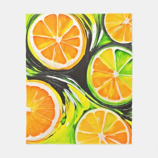 Couverture Polaire Peinture d'agrumes dynamique (Devant)