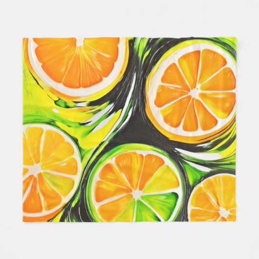 Couverture Polaire Peinture d'agrumes dynamique (Devant (Horizontal))