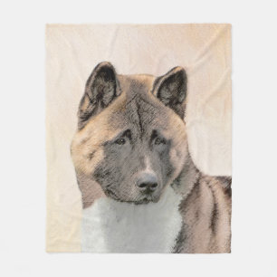 Couverture Polaire Peinture d'Akita - Beau art original de chien