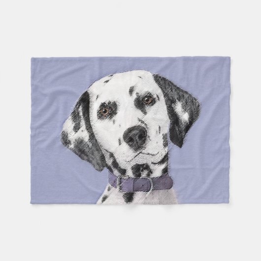 Couverture Polaire Peinture Dalmatienne - Beau art original de chien (Devant (Horizontal))