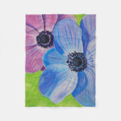 Couverture Polaire Peinture d'anémones roses et violettes (Devant)
