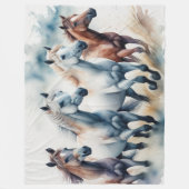 Couverture Polaire Peinture d'aquarelle Chevaux sauvages (Devant)