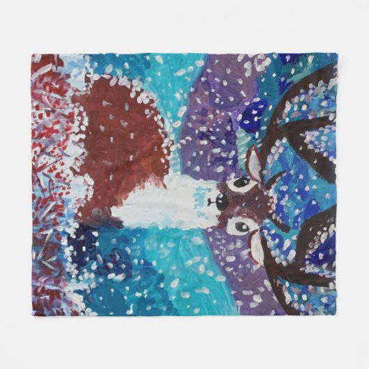 Couverture Polaire Peinture de cerfs (Devant (Horizontal))