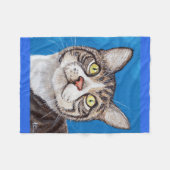 Couverture Polaire Peinture de chat tigré (Devant (Horizontal))