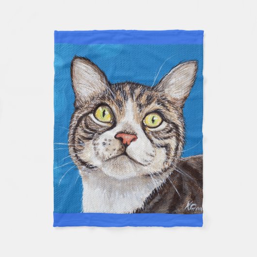 Couverture Polaire Peinture de chat tigré (Devant)