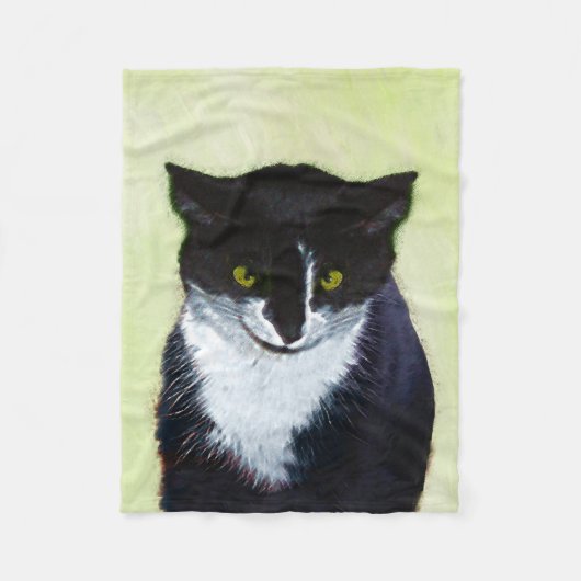 Couverture Polaire Peinture de chat Tuxedo - Cute Original Cat Art (Devant)