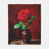 Couverture Polaire Peinture de fleur de rose rouge (Devant)