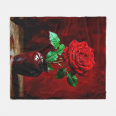 Couverture Polaire Peinture de fleur de rose rouge (Devant (Horizontal))