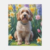 Couverture Polaire Peinture de fleurs printanières de chien Cockapoo (Devant)