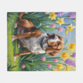 Couverture Polaire Peinture de fleurs printanières de Treeing Walker (Devant (Horizontal))