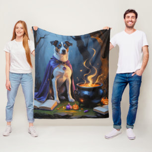 Couverture Polaire Peinture de Halloween fantaisiste de chien Blue He