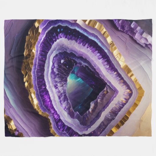 Couverture Polaire Peinture de la Géode de pierre violette (Devant (Horizontal))