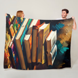 Couverture Polaire Peinture de la pile de livres anciens Lecture conf