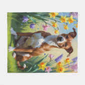 Couverture Polaire Peinture de printemps de chien Basenji (Devant (Horizontal))
