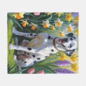 Couverture Polaire Peinture de printemps de chien dalmate (Devant (Horizontal))