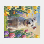 Couverture Polaire Peinture de printemps de chien de Terrier Wirefox (Devant (Horizontal))